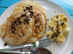 Vegan pancakes with toppings #Veganuary at Green Dog in Chiang Mai