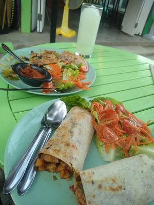 We loved the vibe of the Green Dog. Everything was painted with fun colors. We thoroughly enjoyed the atmosphere as well as the food. at Green Dog in Chiang Mai