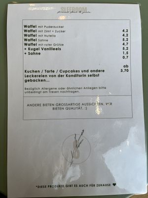 Speisekarte (Kuchen ist immer mal anders, aber es gibt  auch vegane)  at SLEEBOOM in Borkum