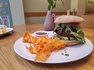 Vegan burger. at Avocado in Athens