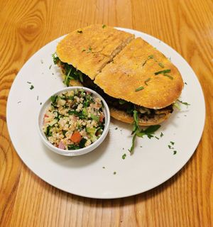 Panini and tabbouleh at Avocado in Athens