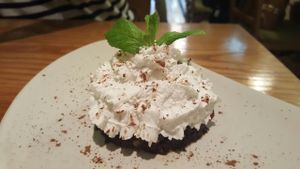 chocolate strawberry cake with whipped coconut cream at Avocado in Athens
