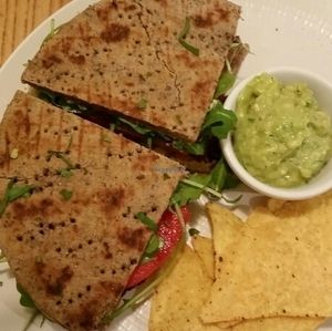 panini burger w/WF bread. at Avocado in Athens