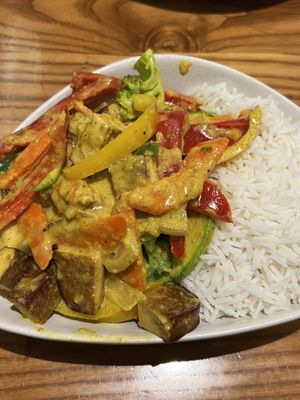 Vegetable curry with basmati rice  at Avocado in Athens
