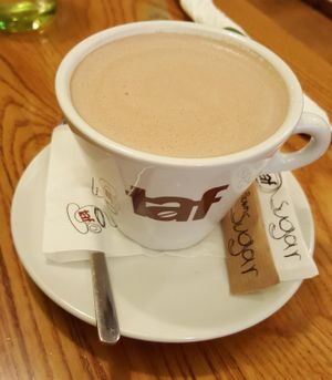 hot chocolate with almond milk at Avocado in Athens