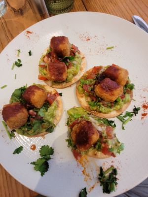 Vegan Tostadas with crispy tofu at Avocado in Athens