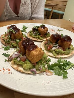 Crispy tofu tostadas - delicious! On the specials menu   at Avocado in Athens