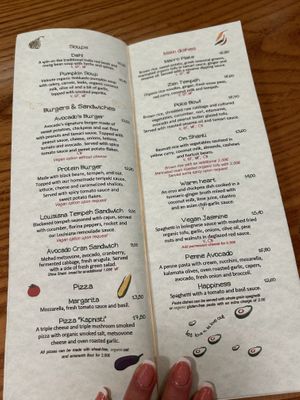 Menükarte   at Avocado in Athens