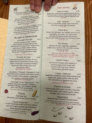 Menu  at Avocado in Athens