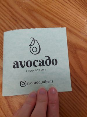 Menu at Avocado in Athens