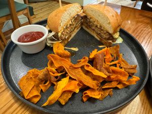 K burger at Avocado in Athens