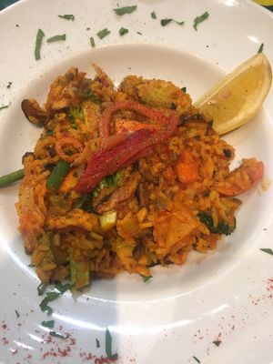 Vegan paella at Avocado in Athens