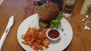 Avocado burger at Avocado in Athens