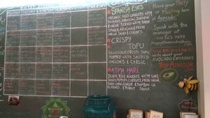 Blackboard menu at Avocado in Athens