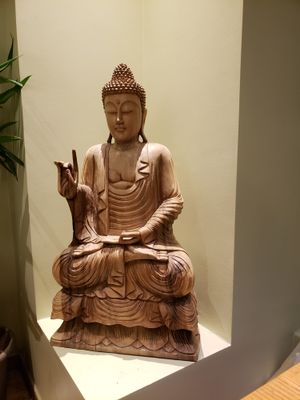 Statue decorating the restaurant at Avocado in Athens