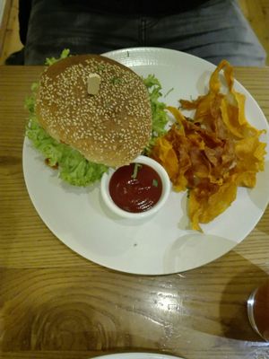 Forest mushrooms burger at Avocado in Athens