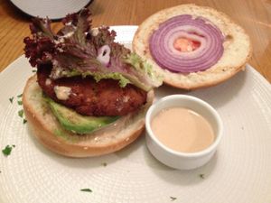 Avocado burger at Avocado in Athens