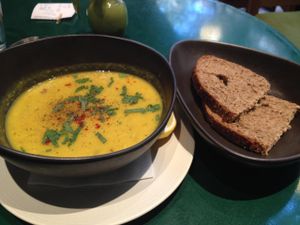 Indian Dal soup at Avocado in Athens