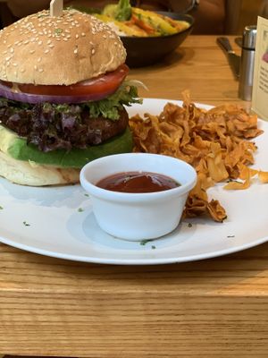The Avocado burger made vegan (without cheese)  at Avocado in Athens