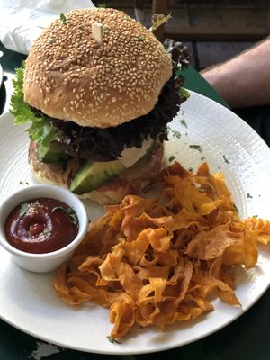 Avocado burger at Avocado in Athens