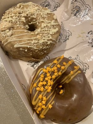 Baileys & coffee donut and chocolate orange donut 🍩 at Cat Burglar Dough Co in Brighton