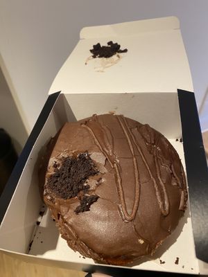Choc Fudge Brownie (it got a little battered in the box on the way home!)  at Cat Burglar Dough Co in Brighton