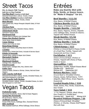 Carry out Menu! Free Delivery and To Go Cocktails.  at Whiskey Taco Foxtrot in Clawson