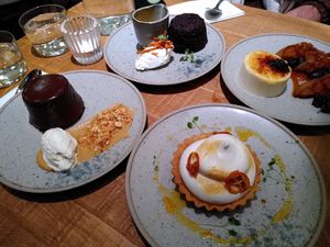 Four of the desserts, lemon merengue pie and creme brulee were our favourite. at Mallow - Borough Market in South East London