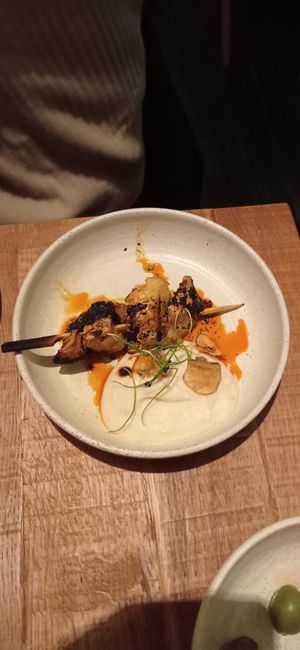 Celeriac and artichoke skewers at Mallow - Borough Market in South East London