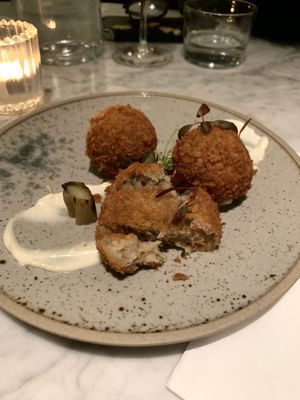 Porcini croquettes (delicious!) at Mallow - Borough Market in South East London