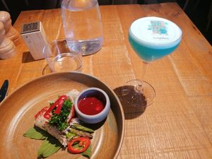 Blue martini cocktail at Mallow - Borough Market in South East London