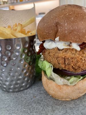 Fried “chicken” burger  at Mallow - Borough Market in South East London