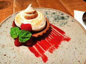 Raspberry s'mores tart (not as good as it looks) at Mallow - Borough Market in South East London