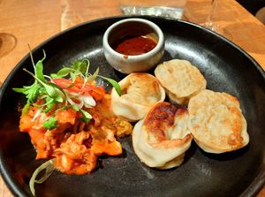 Dumplings with kimchi at Mallow - Borough Market in South East London