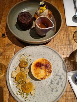 Up: banana cake. Down: creme brulee at Mallow - Borough Market in South East London