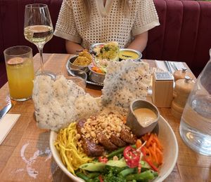 Market Thali and tempeh noodle salad  at Mallow - Borough Market in South East London