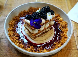 praline blackberry mille-feuille at Mallow - Borough Market in South East London