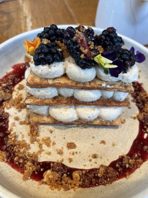 Blackberry praline mille-feuille  at Mallow - Borough Market in South East London