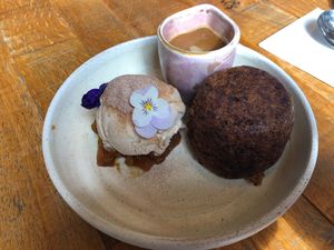 banana pudding, butter-rum sauce, salted caramel ice cream, spiced pineapple at Mallow - Borough Market in South East London