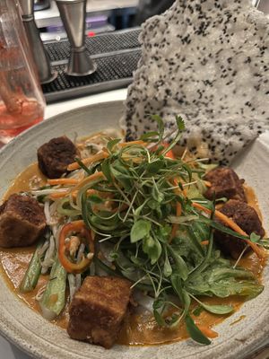 Sweet potatoe / red pepper laksa w/ rice noodles  at Mallow - Borough Market in South East London
