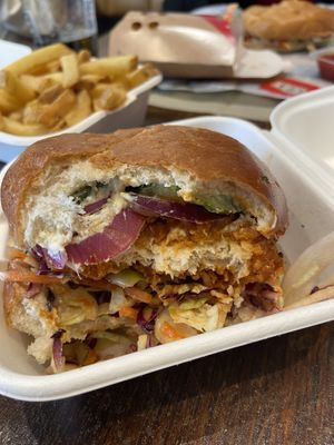 Truffle chick’n burger  at Mallow - Borough Market in South East London