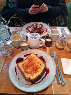Choco pancakes and creme brulee french toast at Mallow - Borough Market in South East London