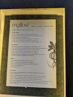 Menu at Mallow - Borough Market in South East London