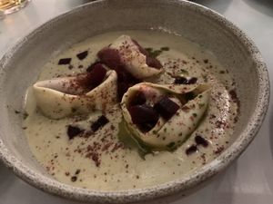Beetroot Sweet Potato Tortelloni  at Mallow - Borough Market in South East London