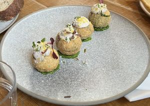 Spinach dahi puri  (again usually three but our waiter had them made up to four so we could share) at Mallow - Borough Market in South East London