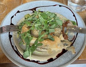 Burnt aubergine muhammara borek  at Mallow - Borough Market in South East London