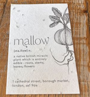 They give you a card with the check that you can plant 🪴   at Mallow - Borough Market in South East London