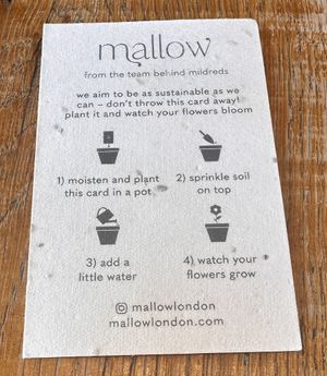 They give you a card with the check that you can plant 🪴 So cute!   at Mallow - Borough Market in South East London