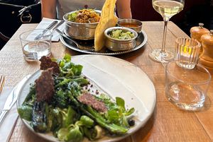 Whipped feta plate and mushroom biriyani  at Mallow - Borough Market in South East London