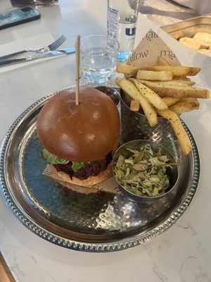 Beetroot tempeh burger  at Mallow - Borough Market in South East London